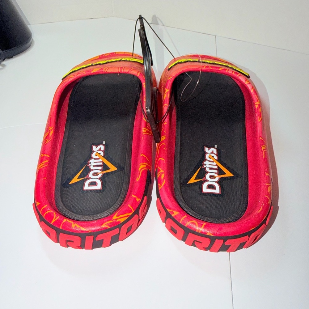 Pepsi Red and Black Men's Slip-On Logo Clogs size 10